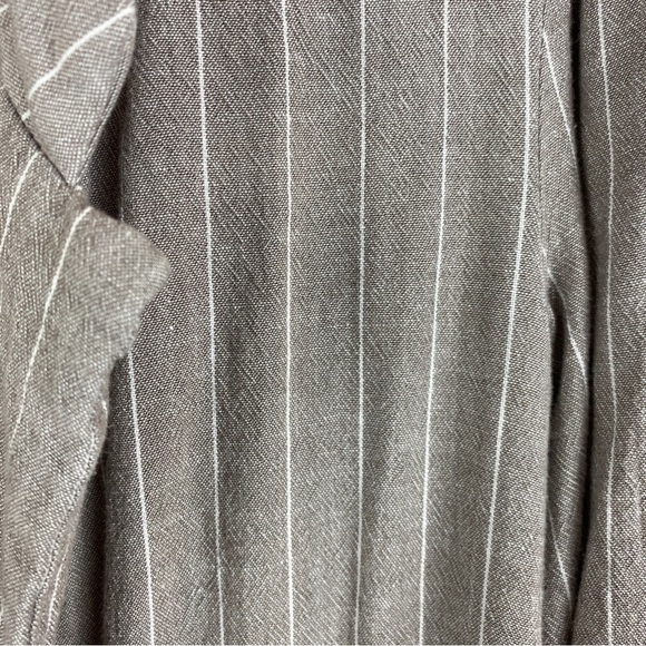 PULL & Bear Tan Striped Linen Viscose Blend Open Blazer Small - Picture 5 of 10